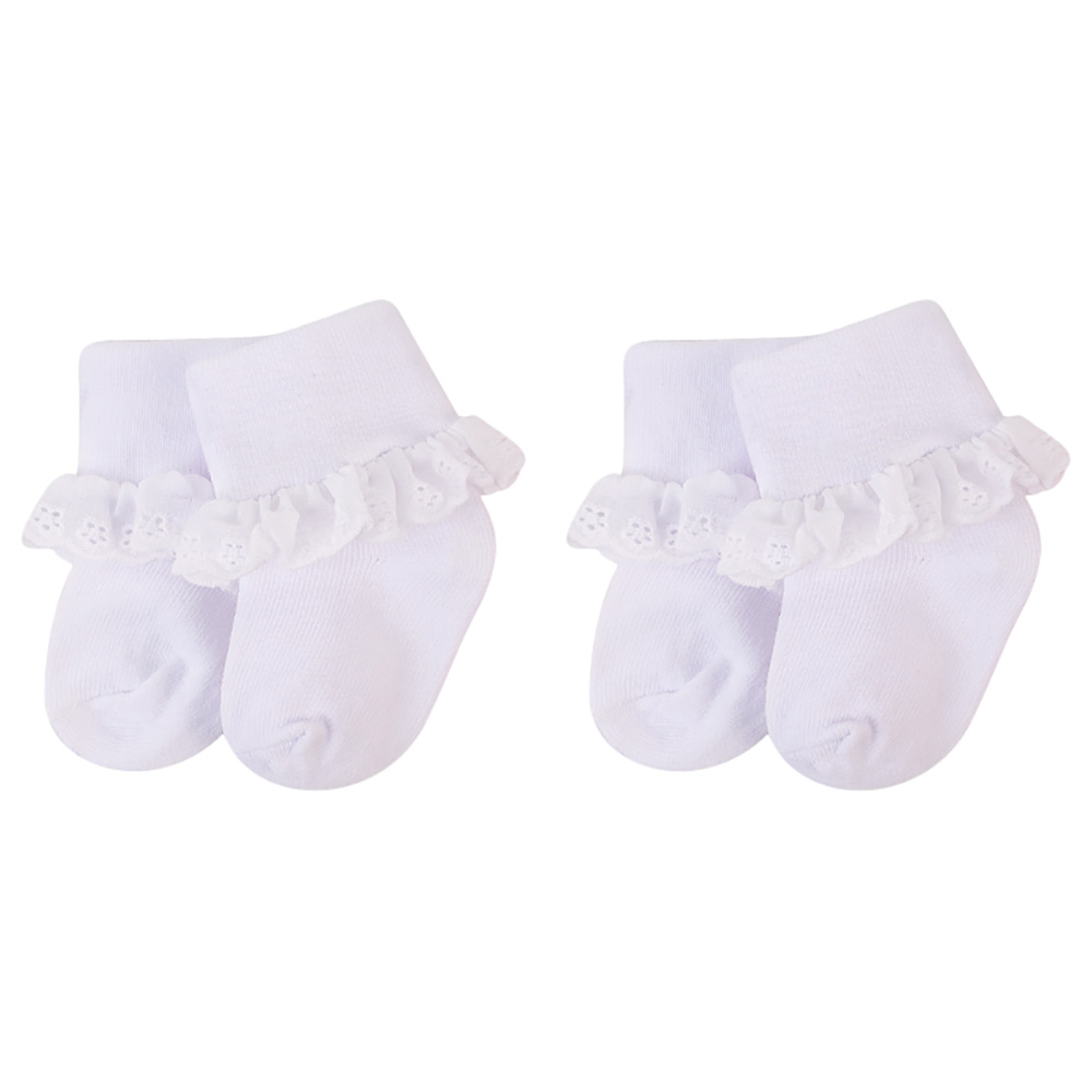 Hudson Childrenswear - 2pc-Set - Socks w/ Lace Trim - White