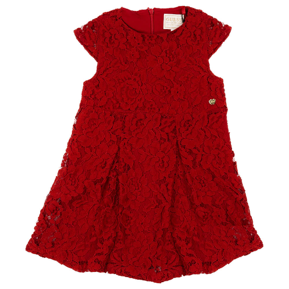 Guess - Short Sleeves Lace Dress - Cherry Love