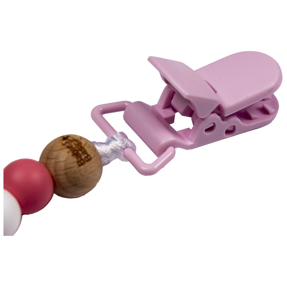 Babies Basic - Customized Pacifier Clip - Teddy - Pink