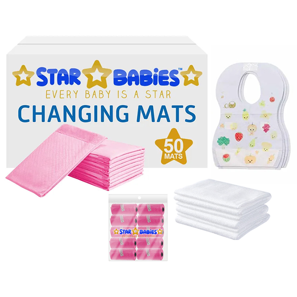 Star Babies - Baby Essentials 7pcs w/ Caddy Diaper Bag - Pink