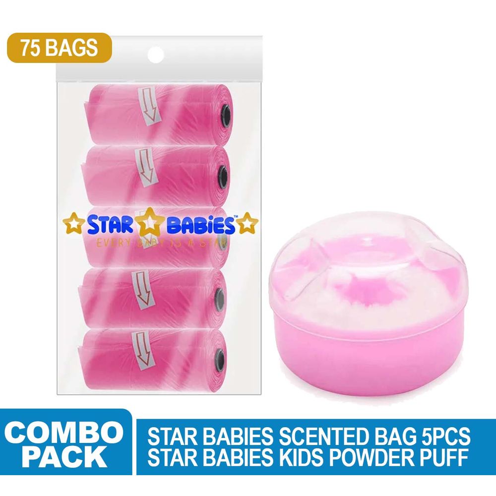 Star Babies - Disposable Scented Bag - 75pcs w/ Powder Puff - Pink
