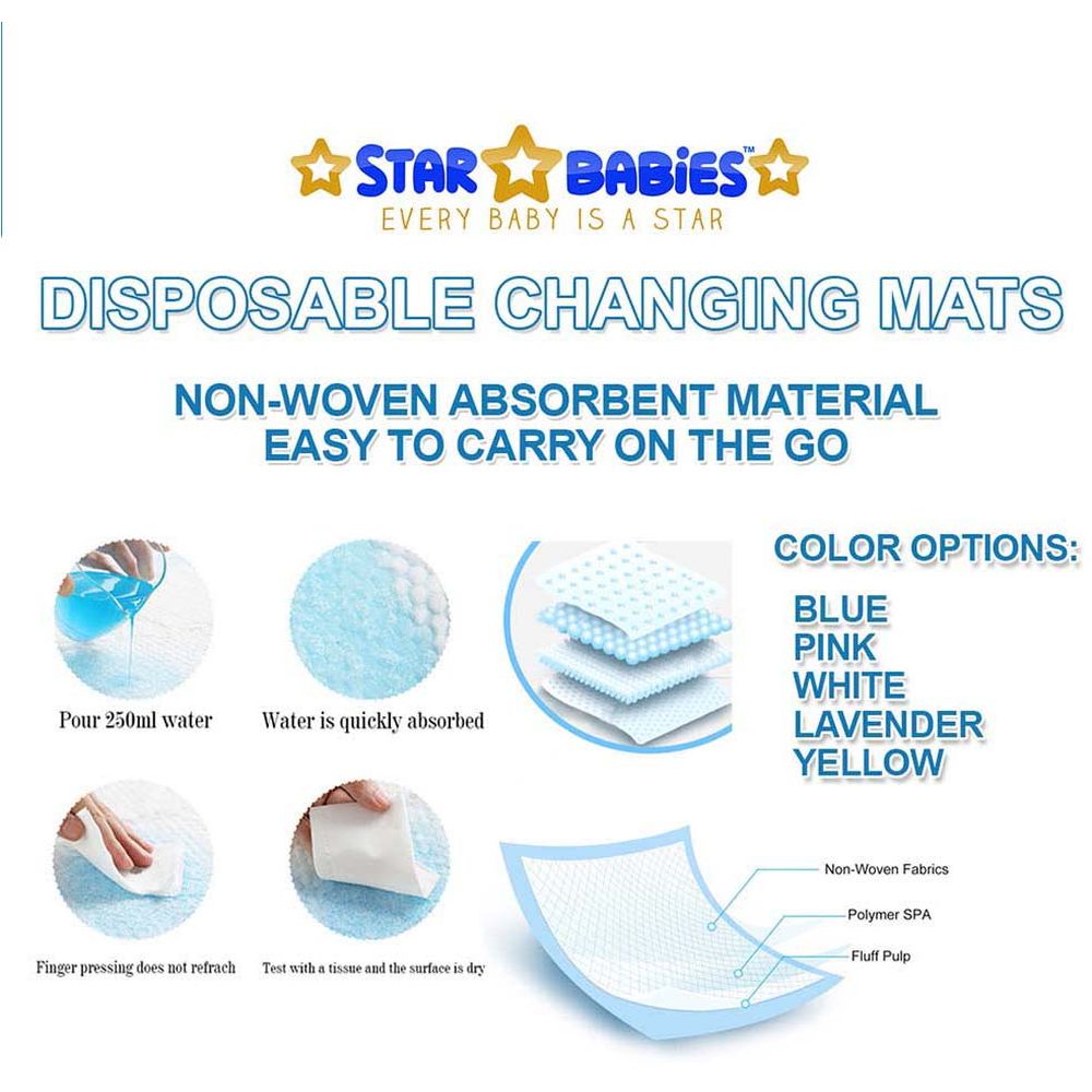 Star Babies - Disposable Changing Mat 20pcs & Scented Bag 5pcs w/ Caddy Diaper - Blue