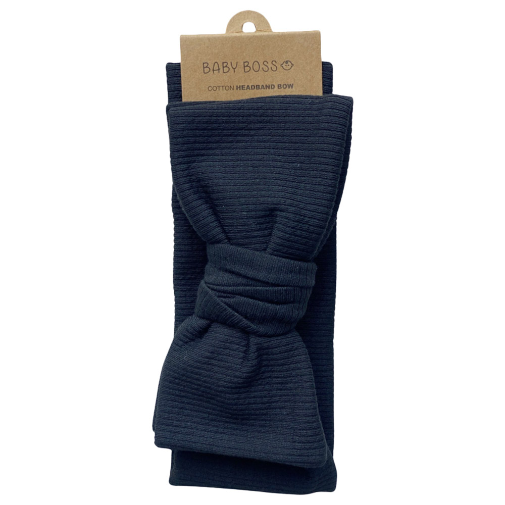 Baby Boss - Cotton Headband Bow - Black