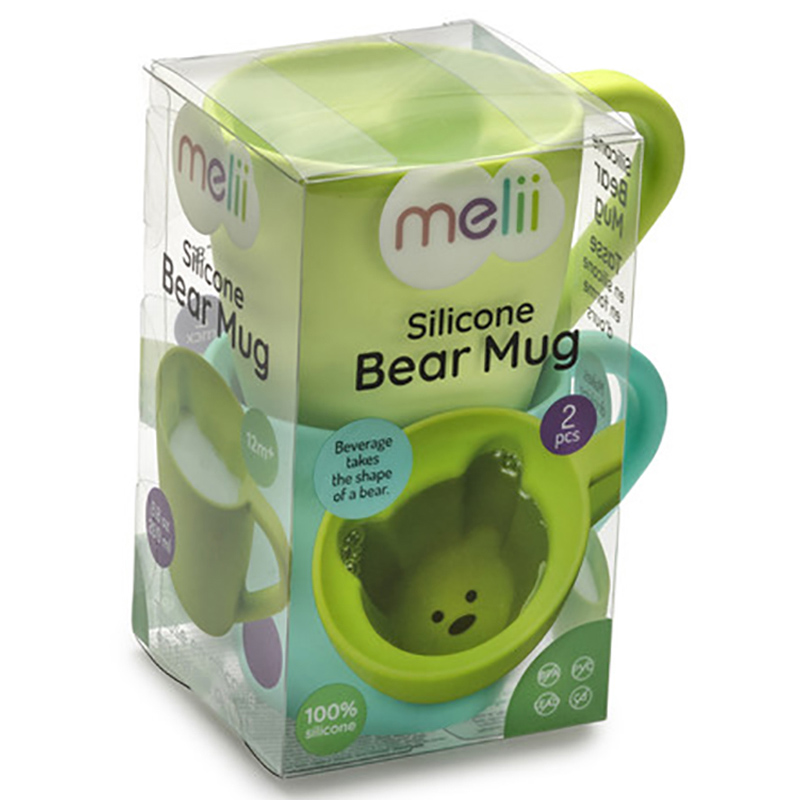 Melii - Silicone Bear Mug - 2pcs - Mint & Turquoise