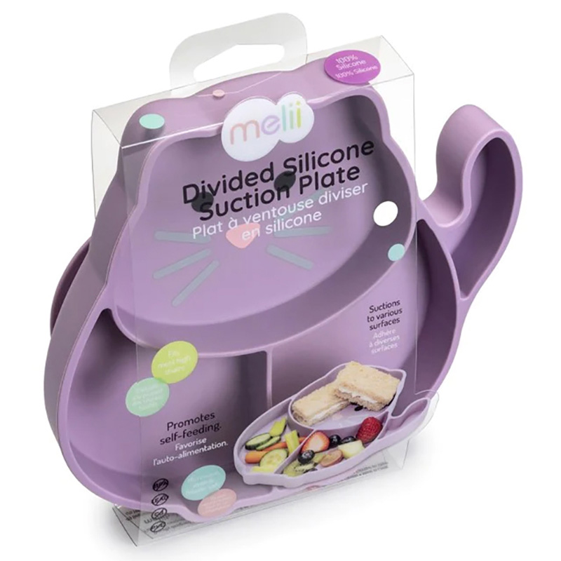 Melii - Divided Silicone Suction Plate - Purple Cat 