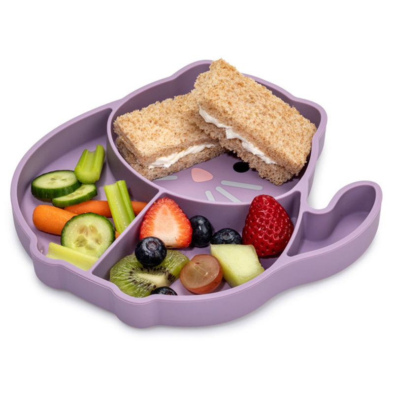 Melii - Divided Silicone Suction Plate - Purple Cat 