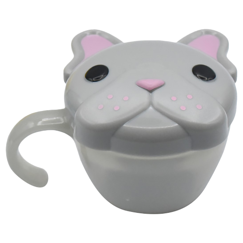 Melii - Snack Container w/ Finger Trap - Grey & Pink Bulldog