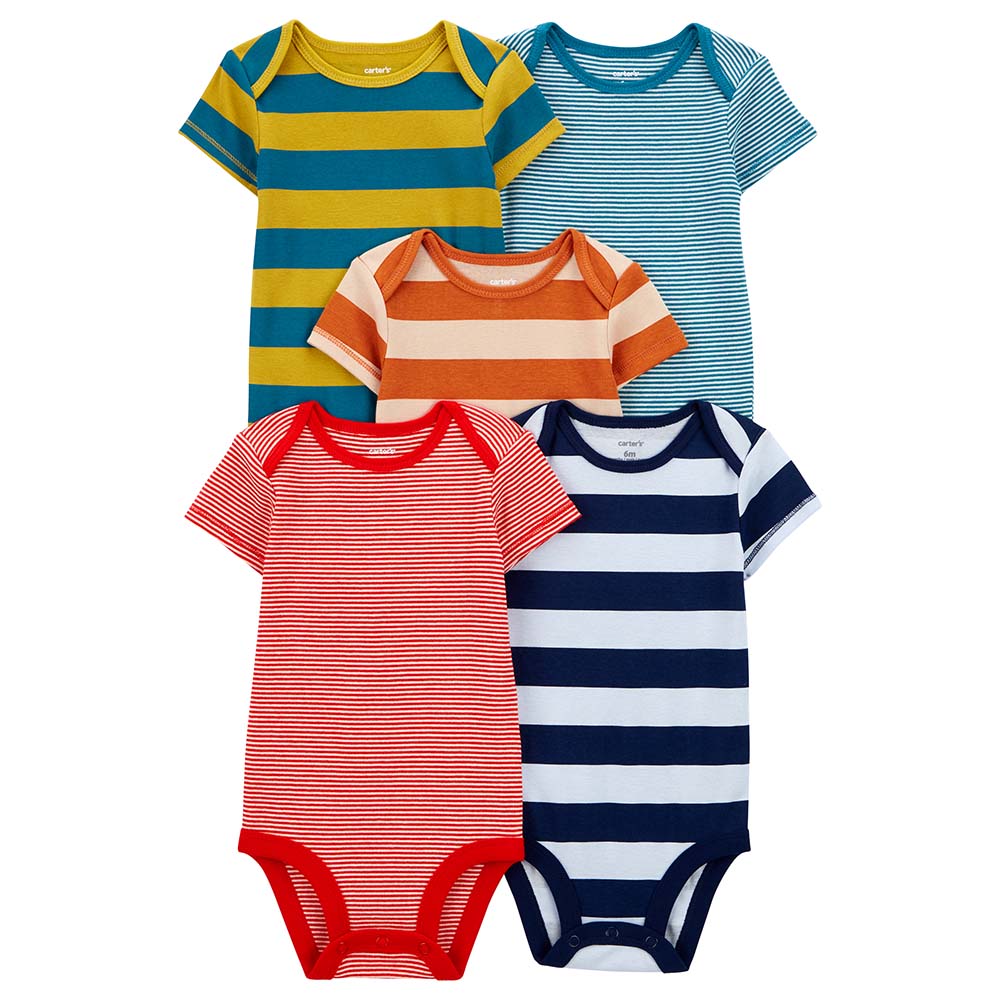 Carters - 5pc-Set - Striped Short-Sleeve Bodysuits