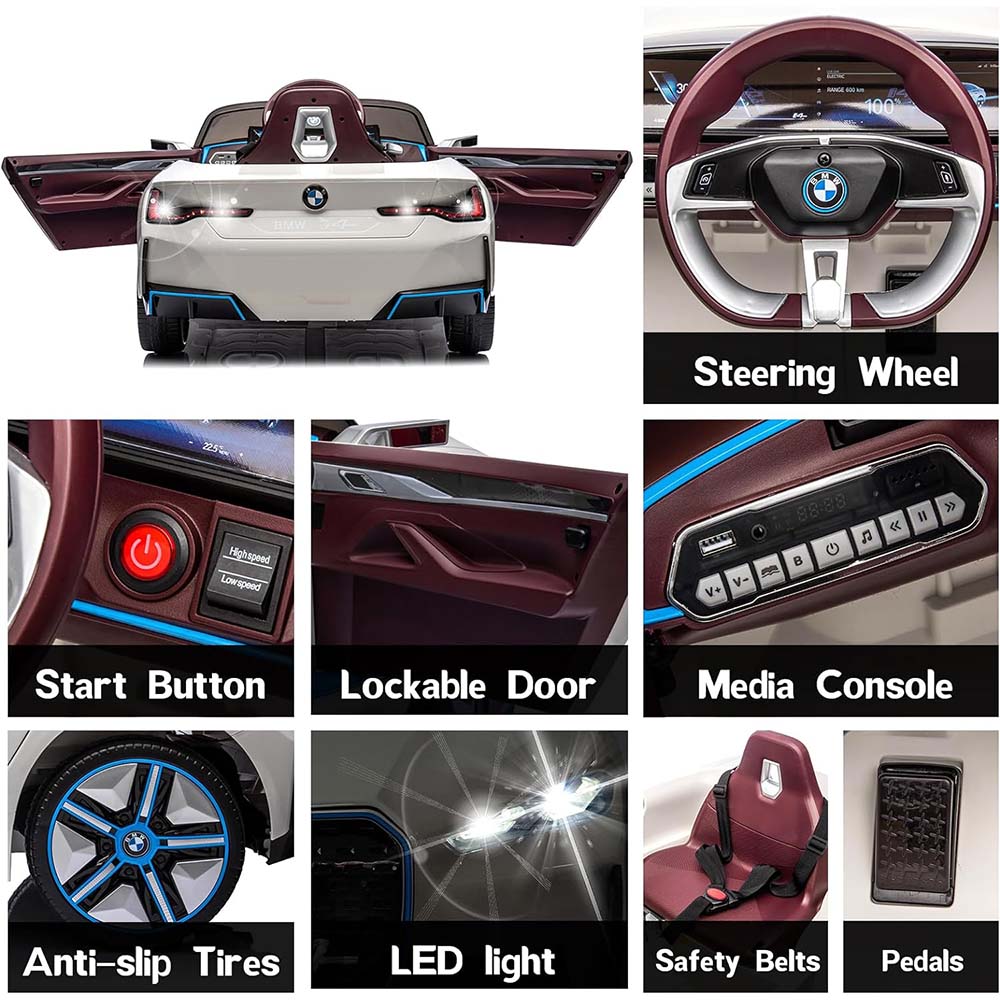 BMW - I4 Kids Ride-On Electric Ride-On Car - 12V - White