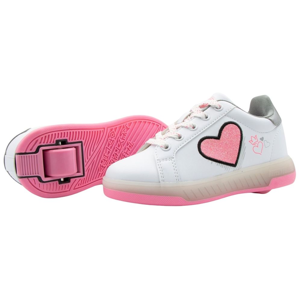 Breezy Rollers - Heart Design Shoes With Wheels For Kids - White