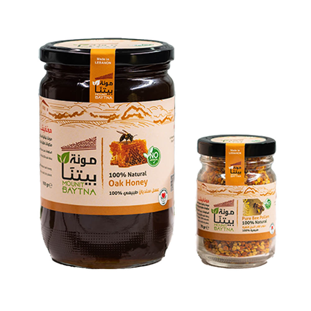 Mounit Baytna - Honey Oak 400g - Pack of 2 with Pure Bee Pollen 70g - Pack of 2