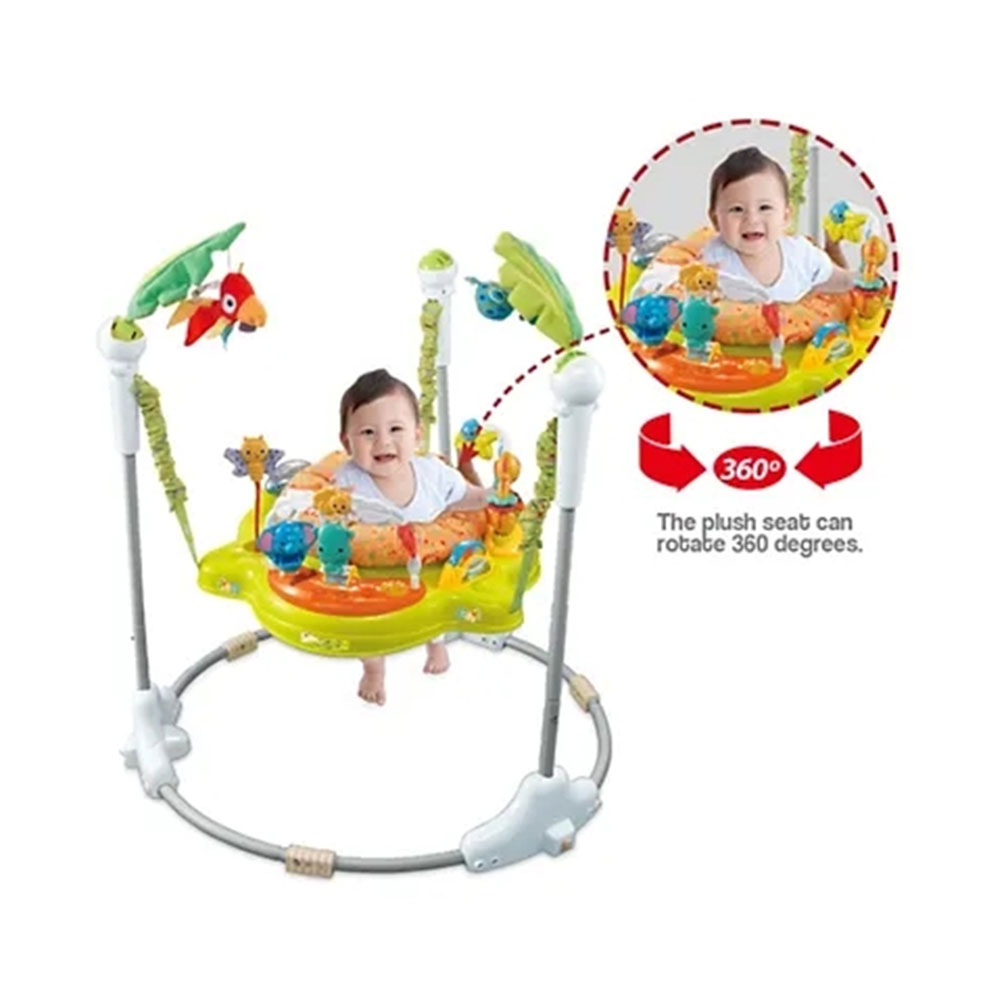 لتل ليرنرز- أرجوحة قفز جانغل أضواء وموسيقى أبيض (حصري)