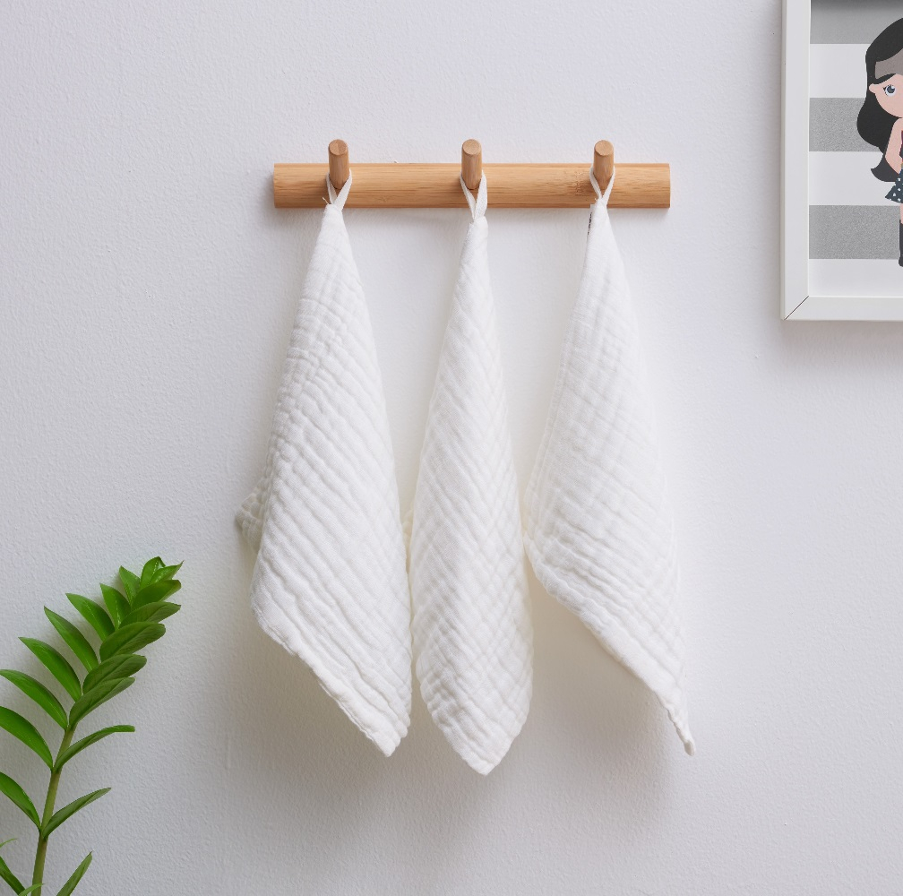 Anvi Baby Organic Face & Burp Cloth / Towel Pack of 3 - White Crow