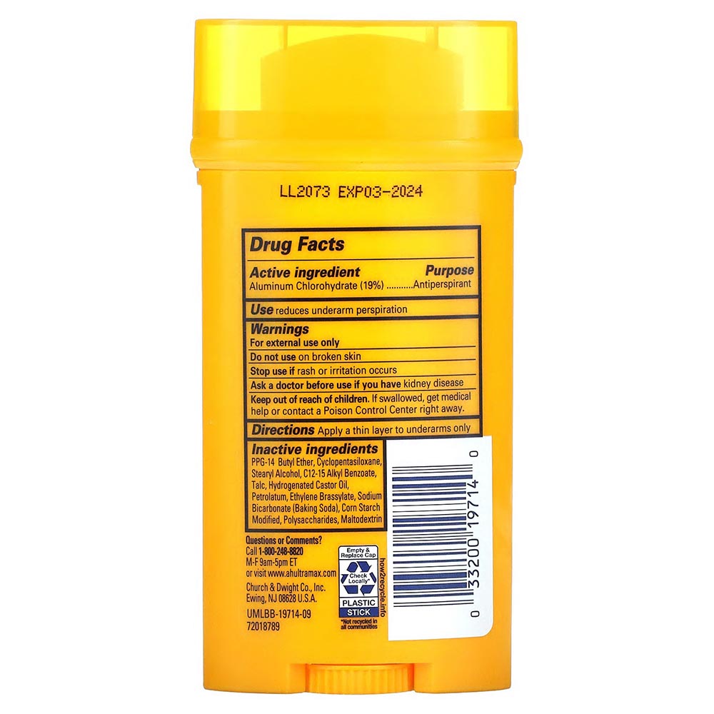 Arm & Hammer - Umax Deodorant Fresh Solid Unscented Oval - 73g