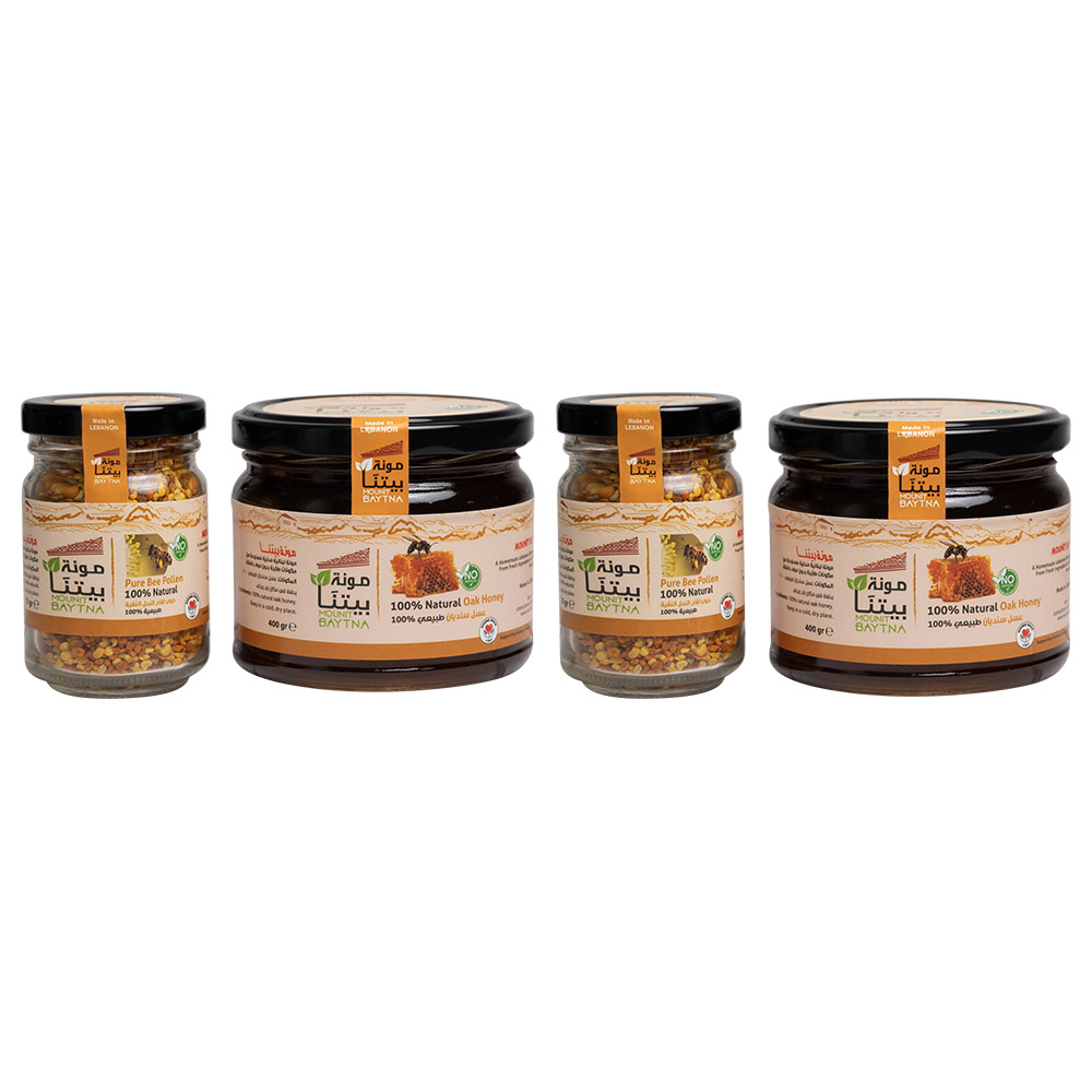 Mounit Baytna - Honey Oak 400g - Pack of 2 with Pure Bee Pollen 70g - Pack of 2