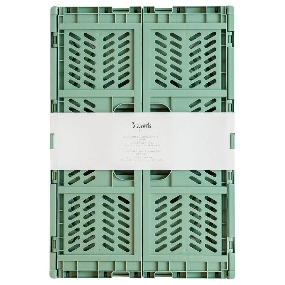 3 Sprouts - Modern Folding Crate - Large - Green