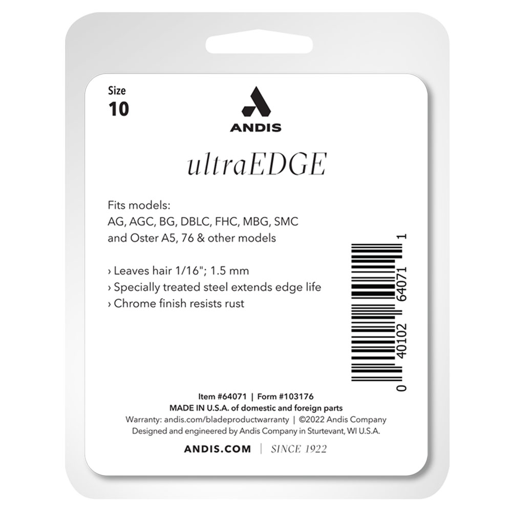 Andis - UltraEdge Detachable Blade - Silver - Size 10