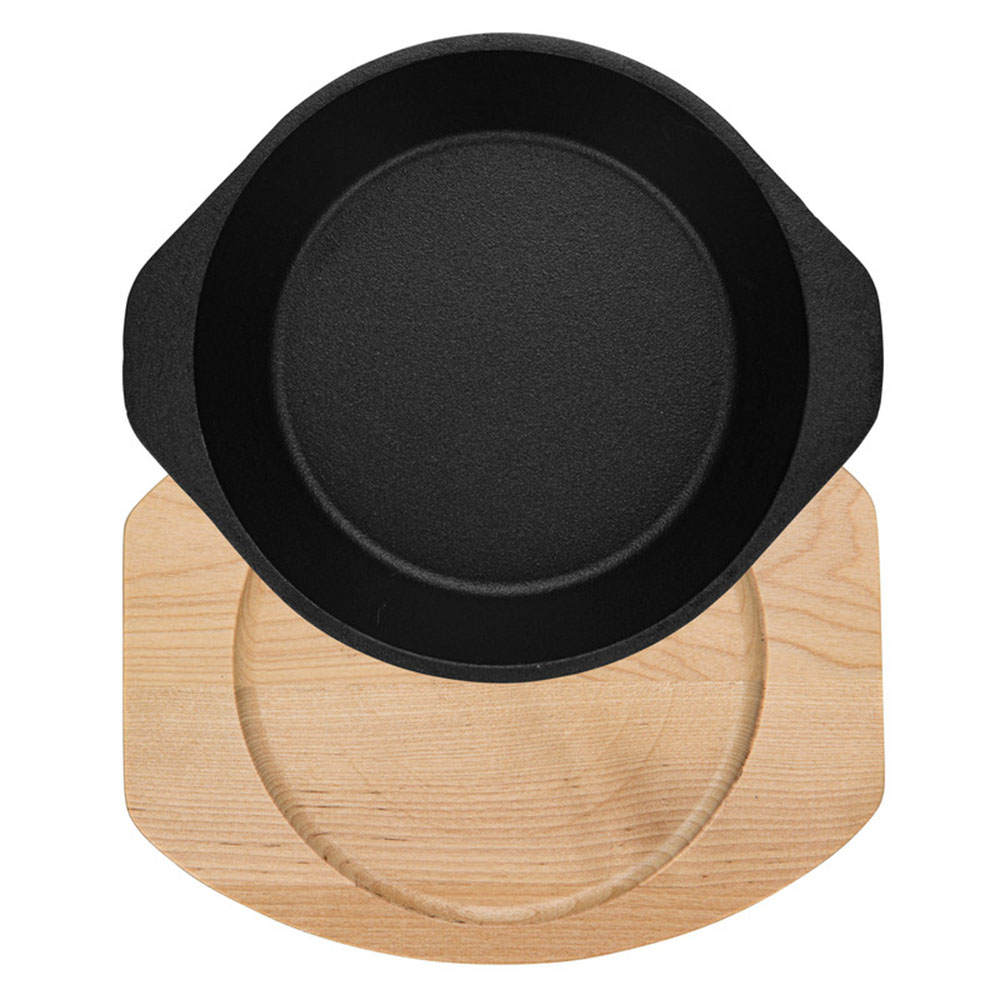 Fissman - Cast Iron Pan With Wooden Tray - Black - 19x4.7 cm