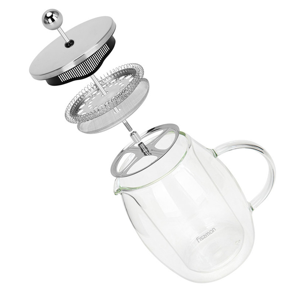 Fissman - Double Wall French Press Coffee Maker - Clear  - 600 ml