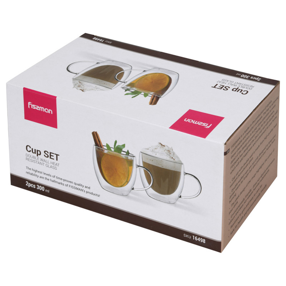 Fissman - Double Wall Borosilicate Glass Mug - 300 ml - 2pcs