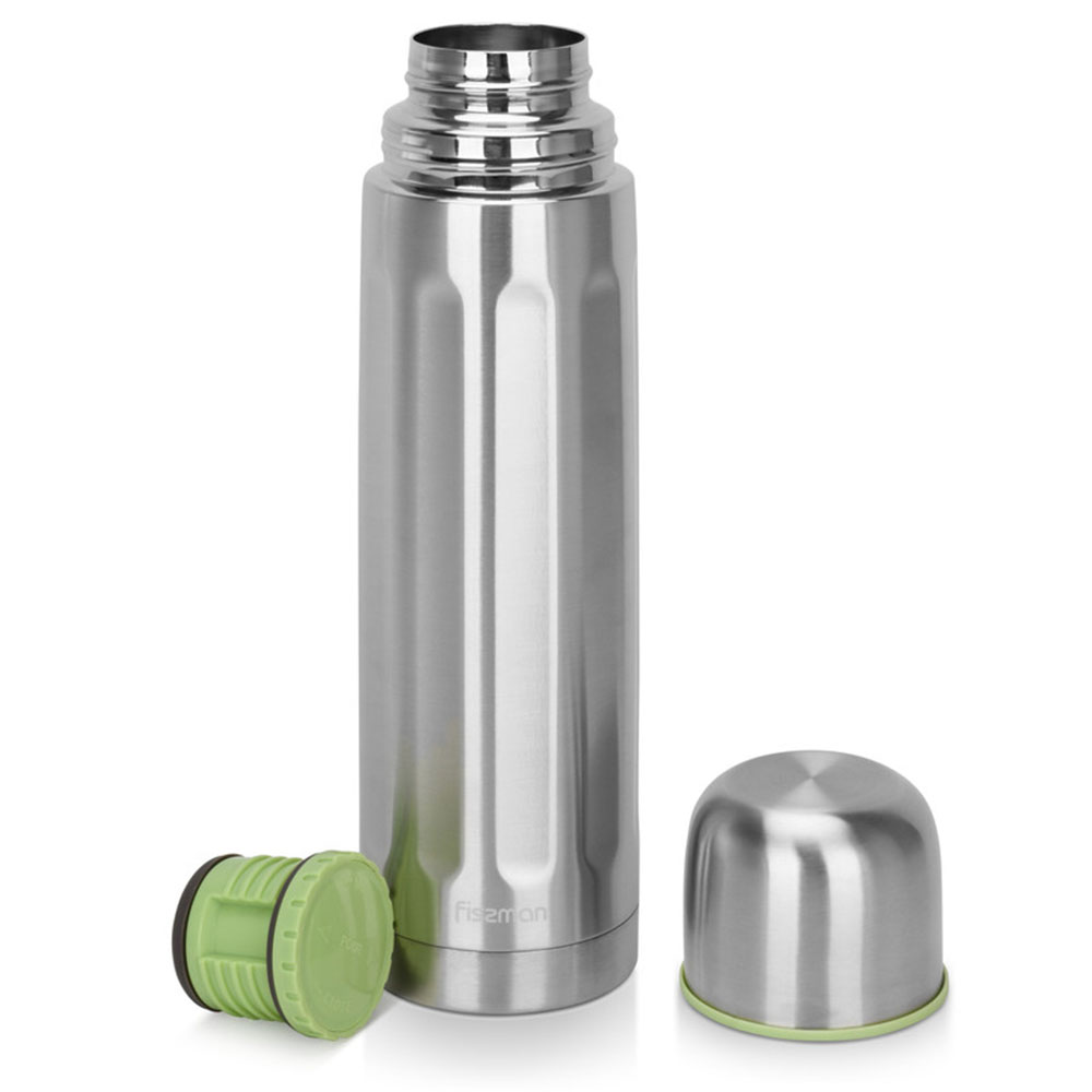 Fissman - Stainless Steel Double Wall Vacuum Flask - Silver - 1 L