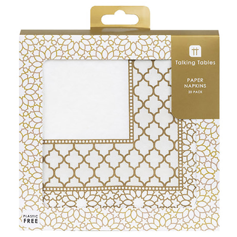 Talking Tables - Party Porcelain Gold Paper Napkins - 21pcs - White/Gold