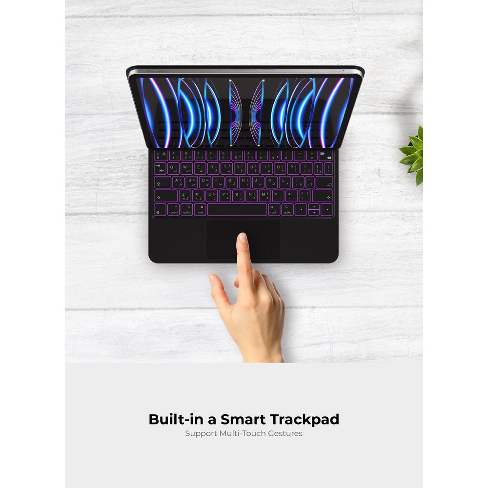 Blupebble - Magic Folio Keyboard w/ Trackpad Ipad 12.9 6th Gen 2023 - Black