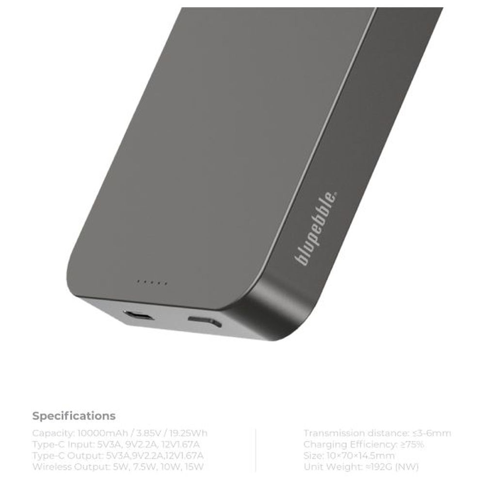 Blupebble - 15W Core Pod Max 10000Mah Magsafe Power Bank - Space Grey
