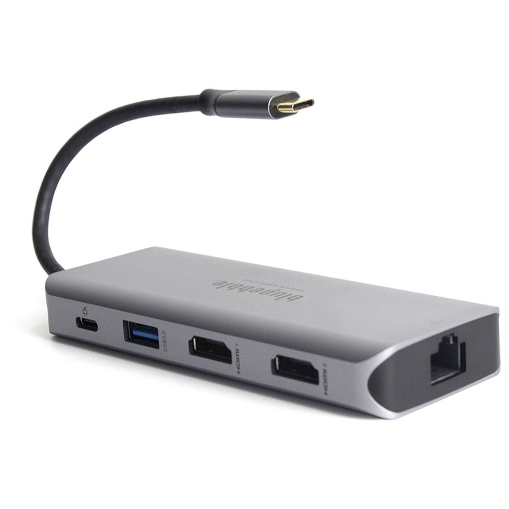 Blupebble - 9-In-1 Multimedia Hub 4K HDMI w/ Ethernet Card Reader - Grey