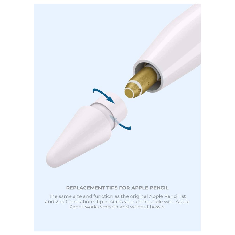 Blupebble - Replacement Tips For Apple Pencil - 6pcs - White
