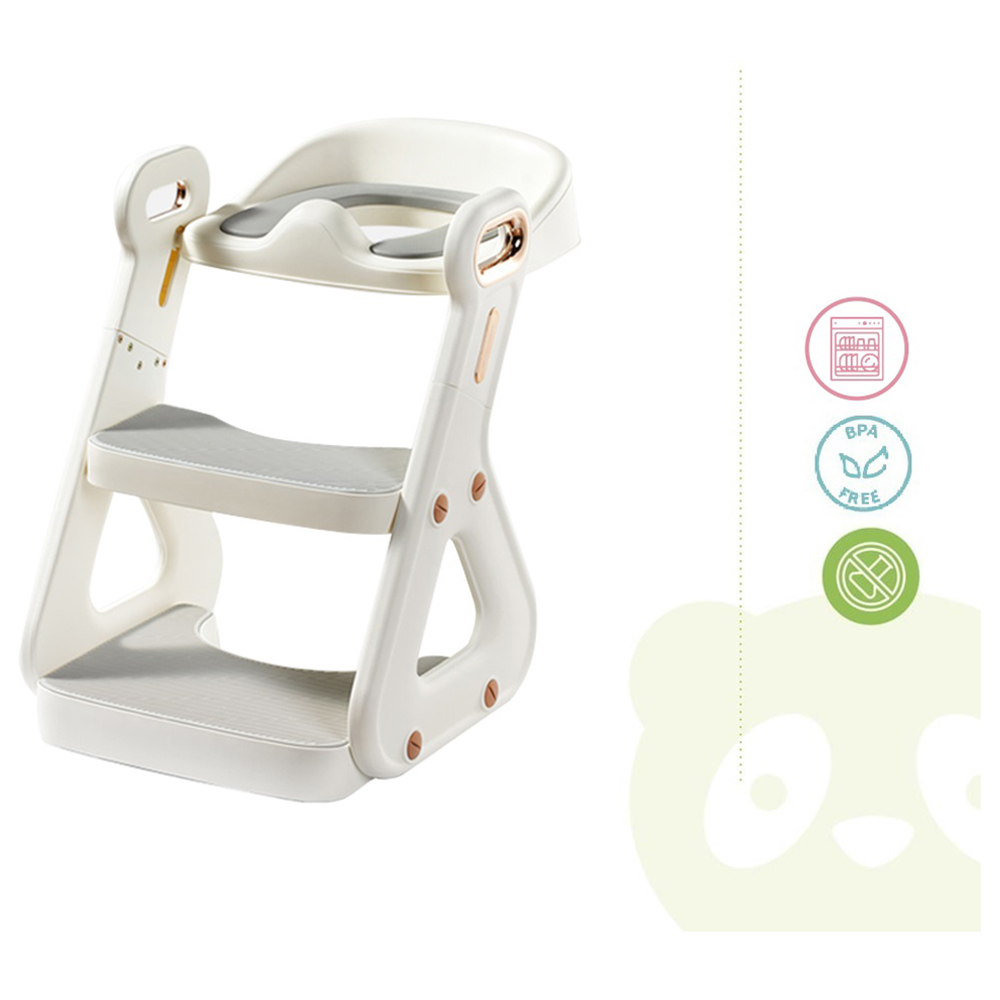 Mini Panda - Little Tots Potty Training Seat w/ Ladder - White