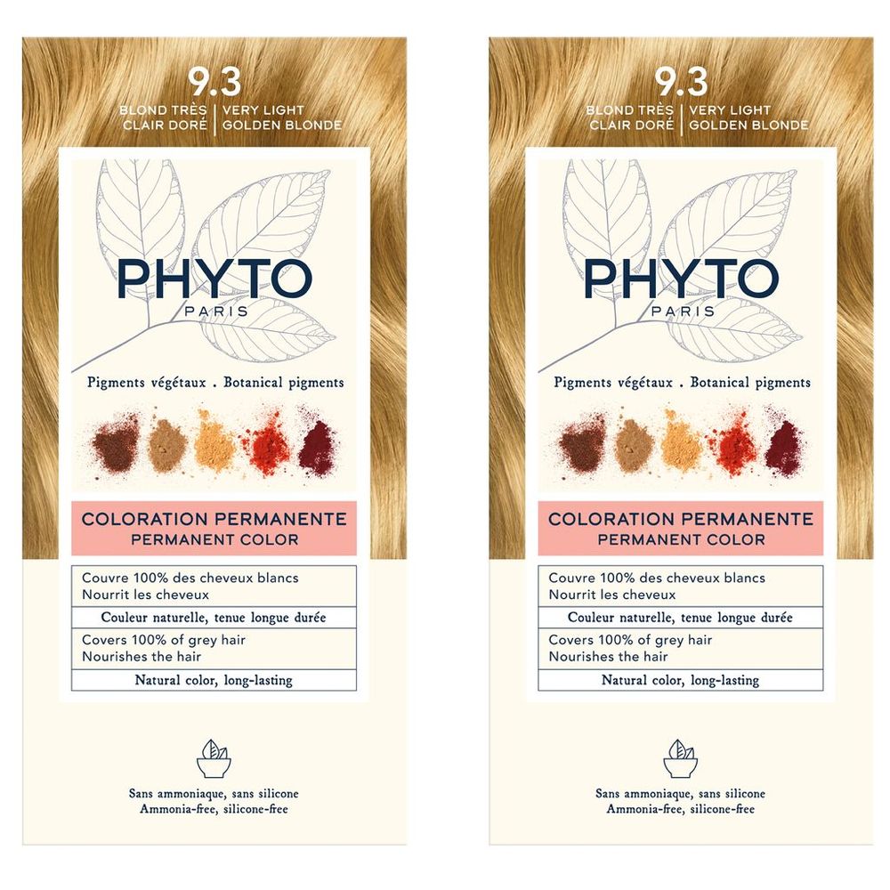 Phyto - Bogo Hair Color 9.3 - Light Golden Blonde - 2pcs