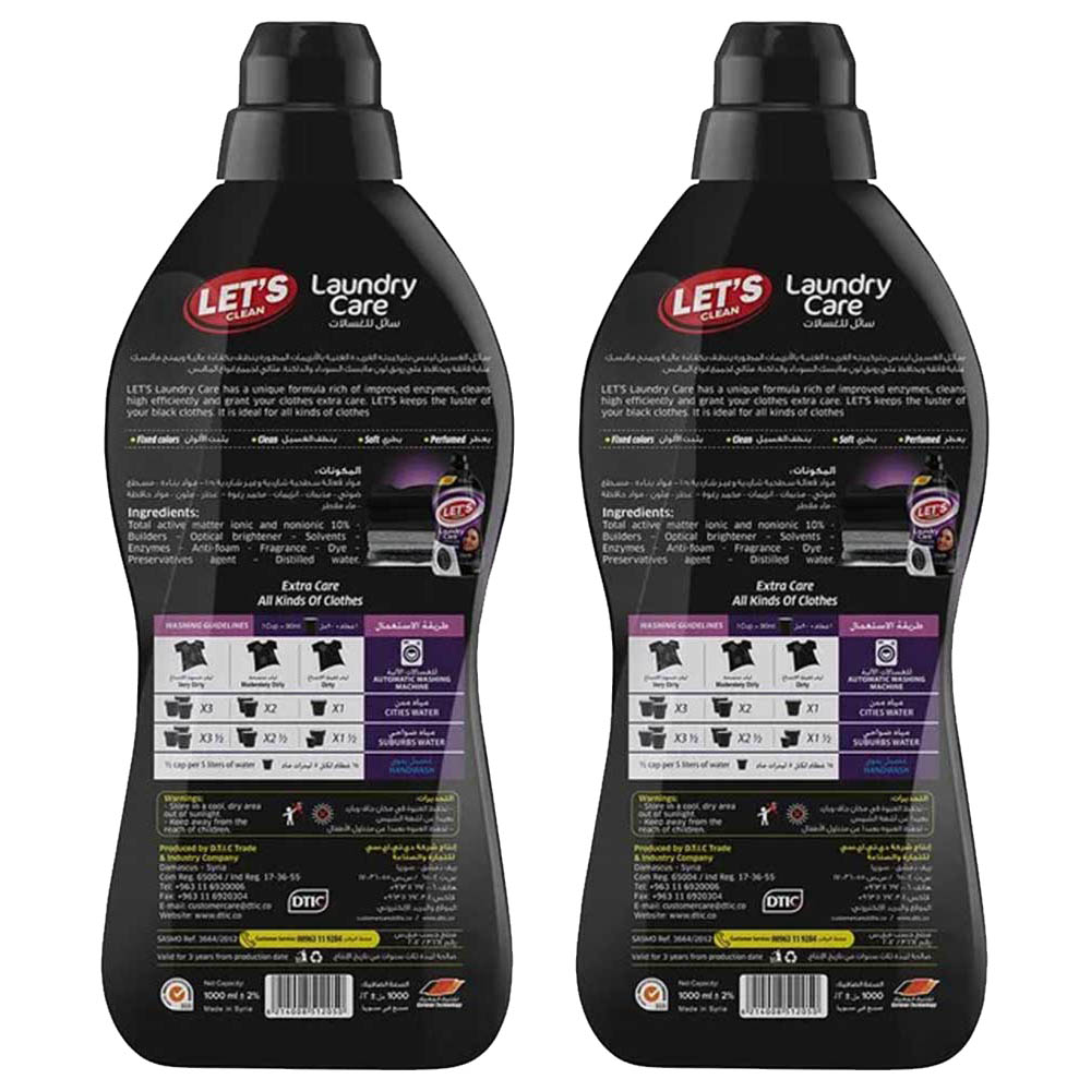 Let's Clean - Liquid Detergent For Dark Clothes - 1 L - Pack of 2