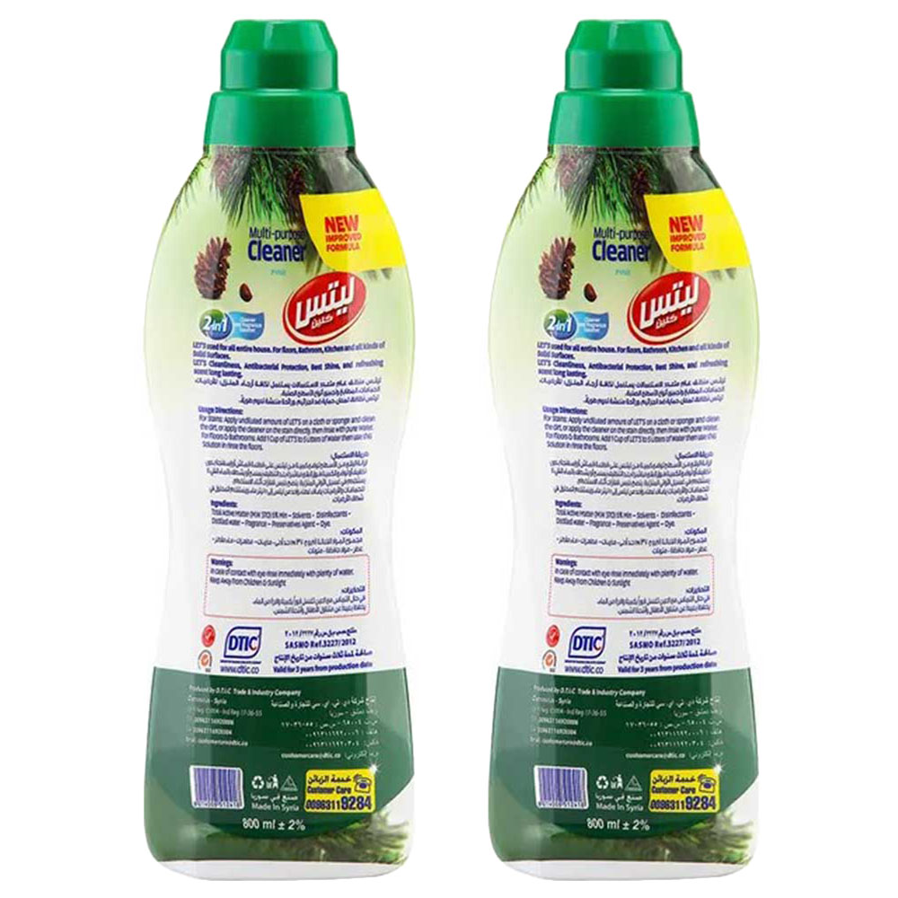 Let's Clean - Multi-Purpose Cleaner - Pine - 800 ml - Pack of 2
