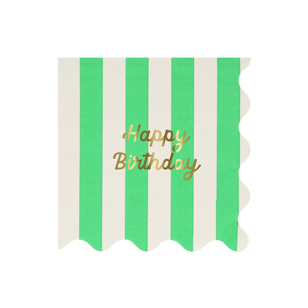 Meri Meri - Stripe Happy Birthday Large Napkins