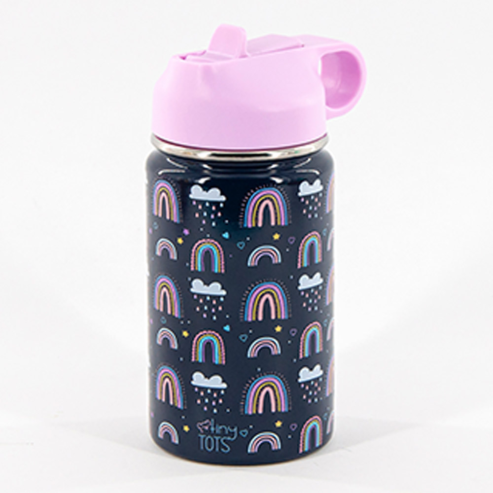 Tiny Tots - Insulated Steel Water Bottle w/ Straw - 350ml - Rainbow