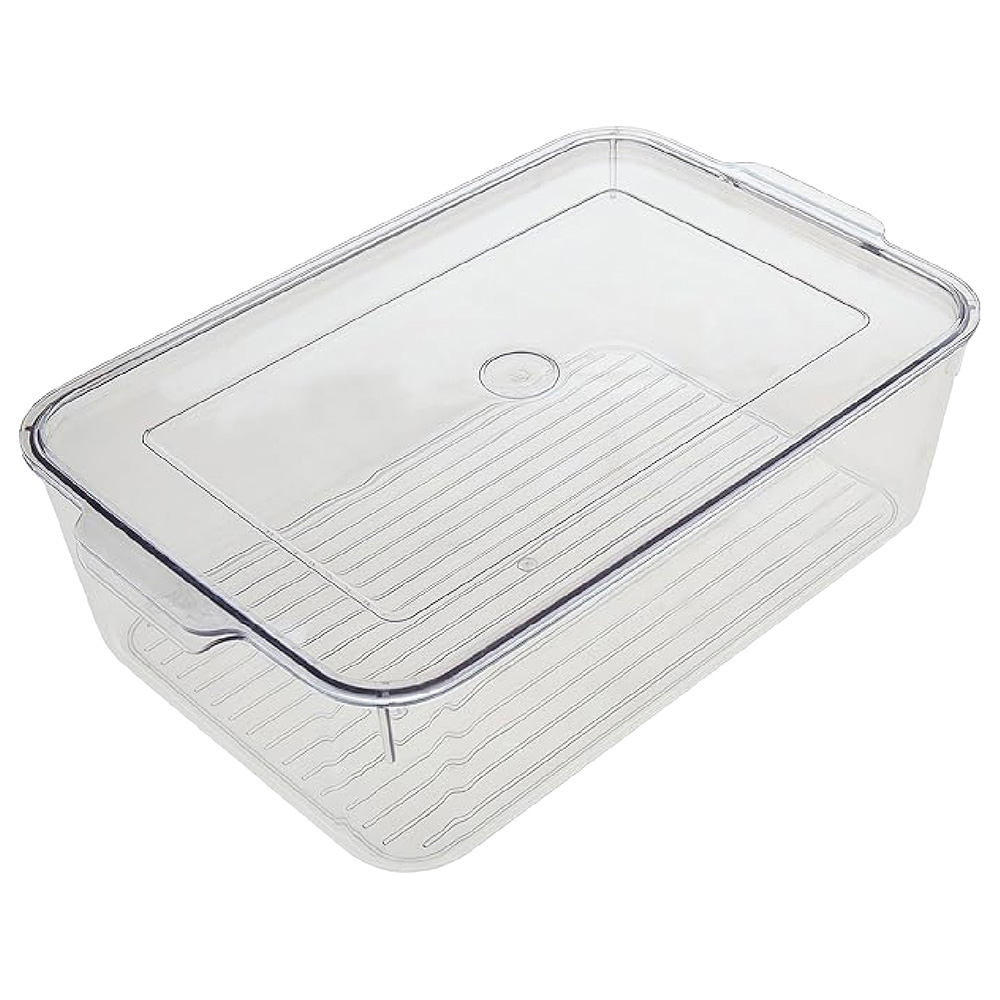 Homesmiths - Fridge Organizer Clear w/ Inner Basket White