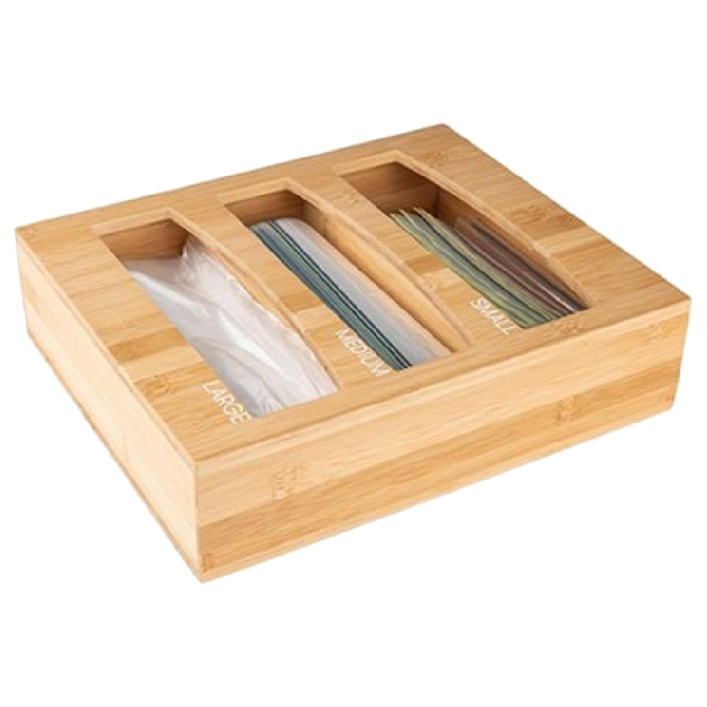 Little Storage - Bamboo Sandwich Bag Organizer - Brown