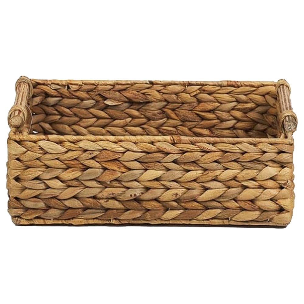 Homesmiths - Water Hyacinth Basket w/ Rattan Handles - M - 32 X 22 X 12cm