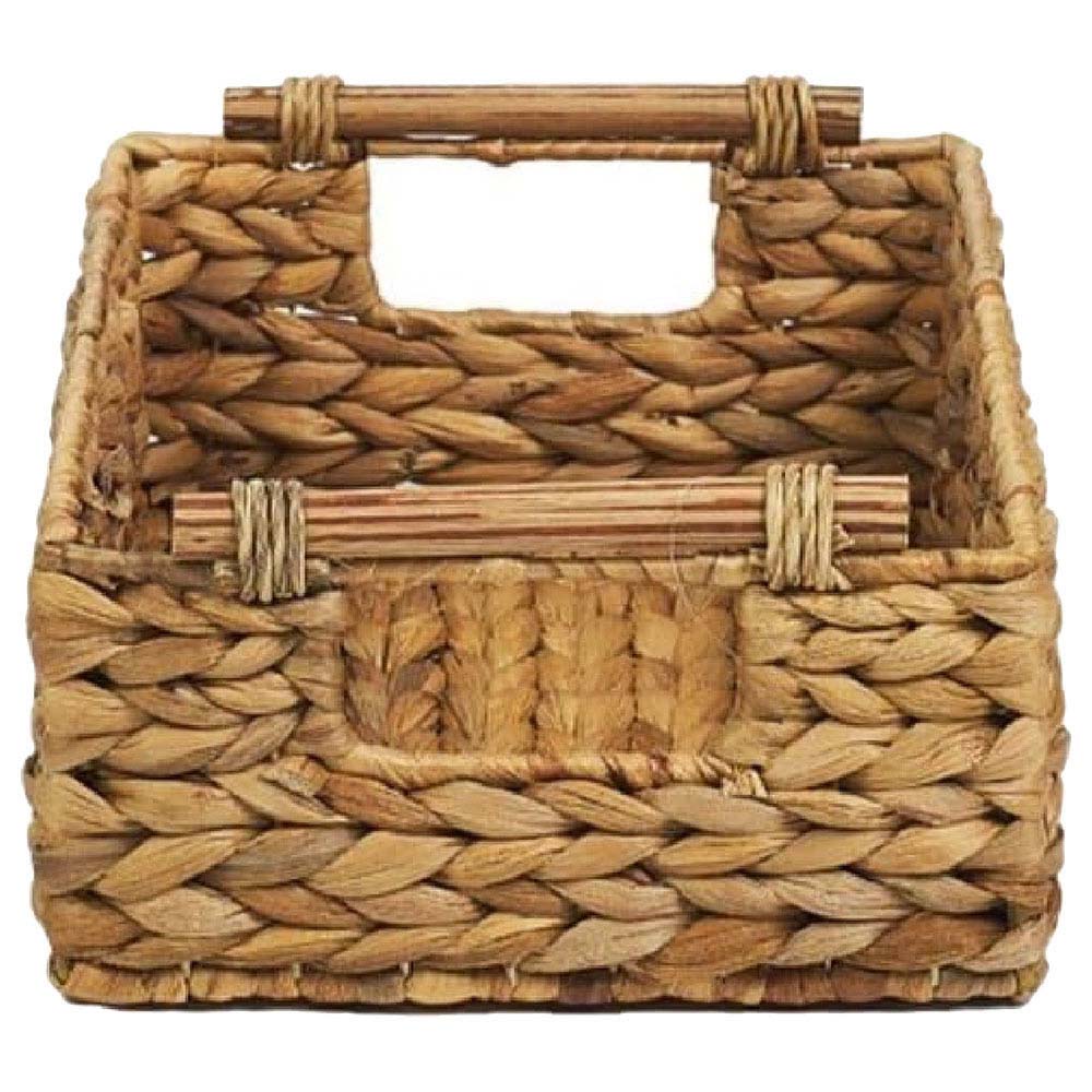 Homesmiths - Water Hyacinth Basket w/ Rattan Handles - M - 32 X 22 X 12cm