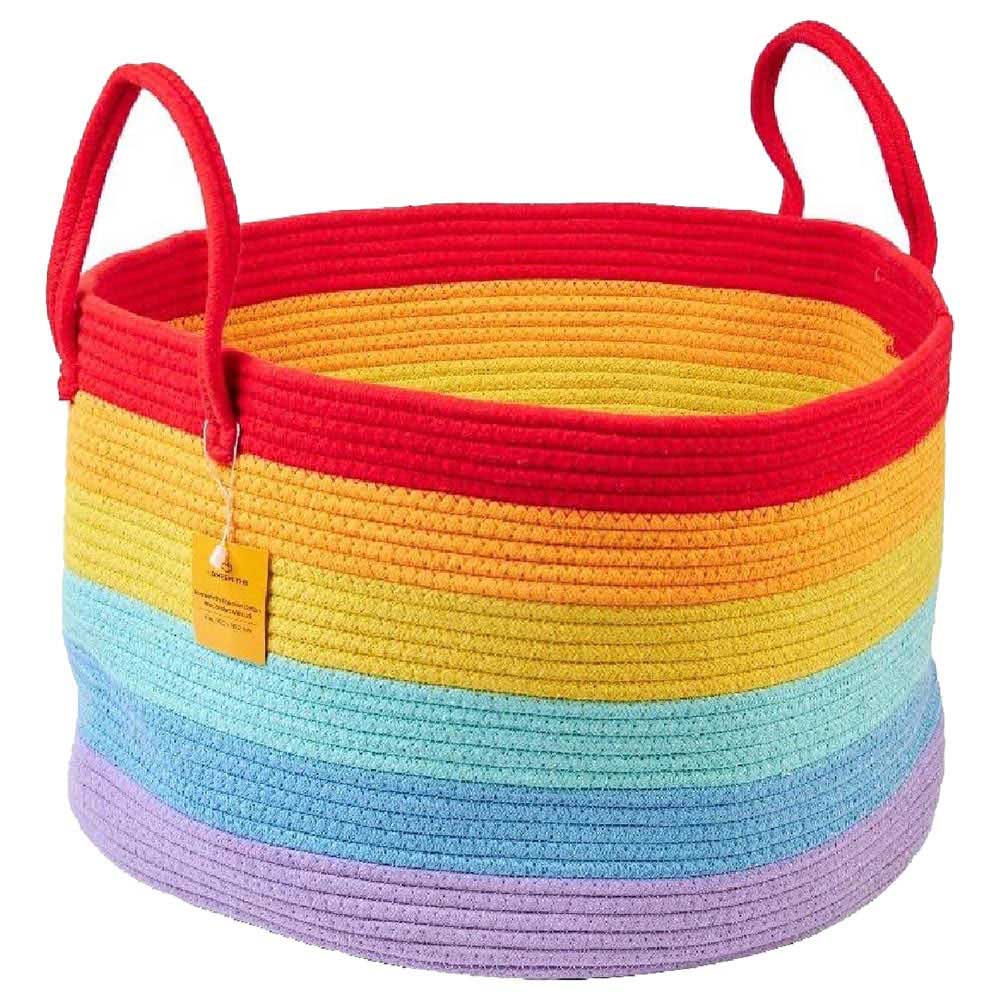 Homesmiths - Rainbow Cotton Rope Basket w/ Lid - 50 X 35cm