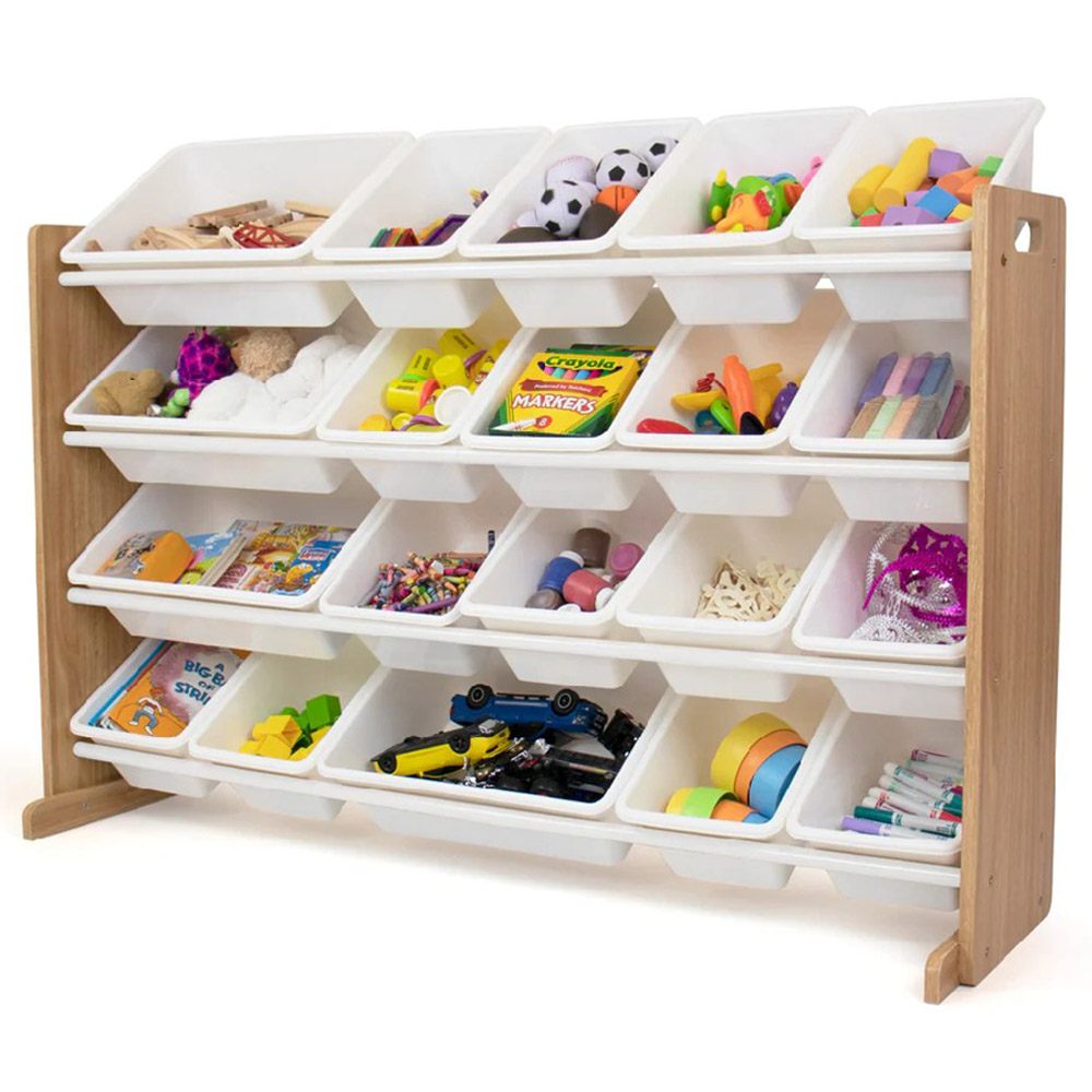 Homesmiths - Wooden Toy Organizer w/ Shelf & 16 Storage Bins - XL