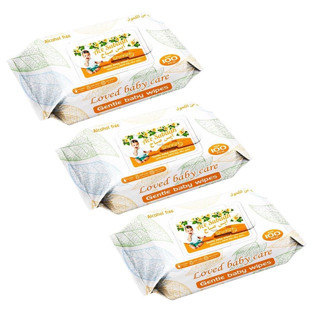 Ace Sabaah - Baby Wipes - Lemon - Pack of 3 – 100pcs