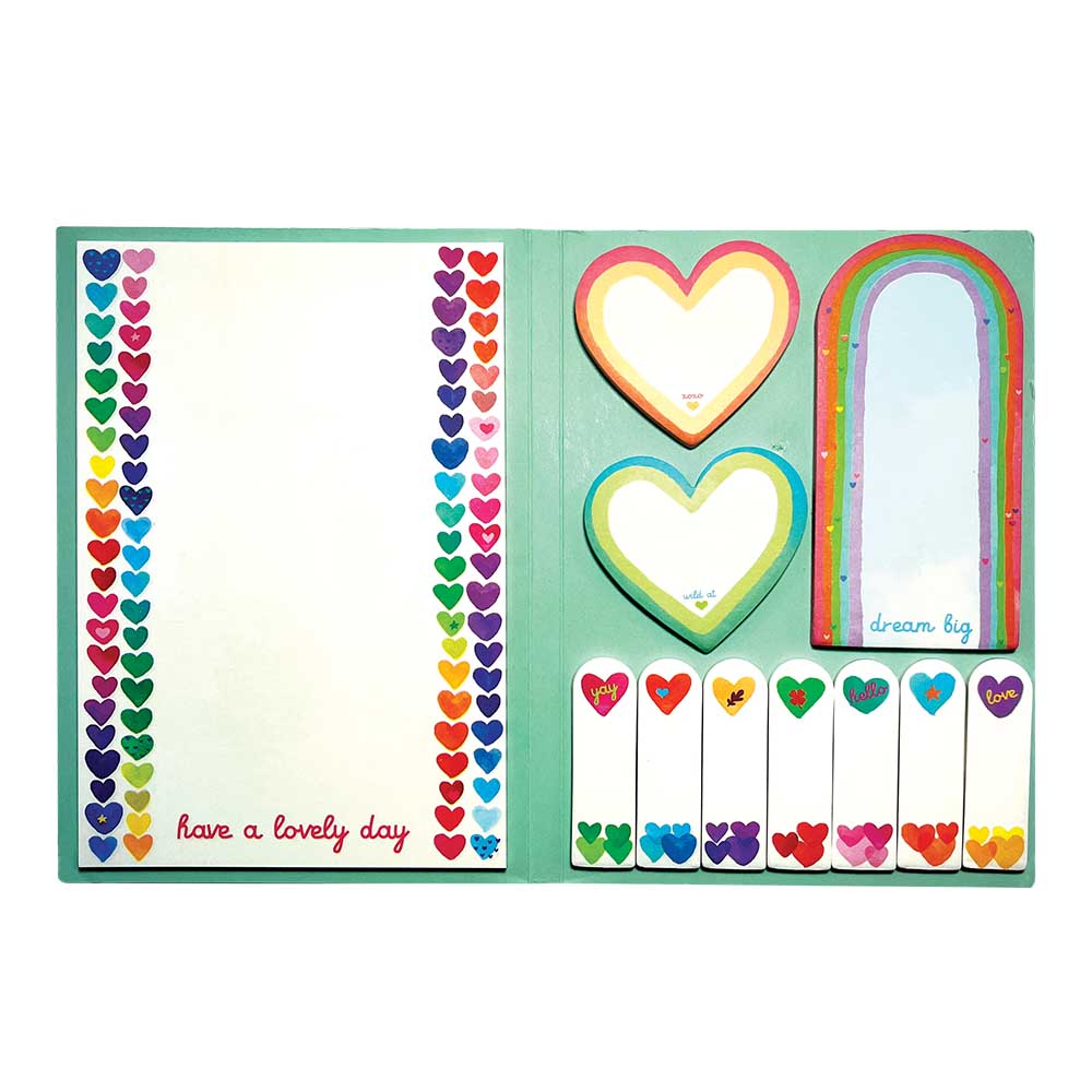 Ooly - Side Notes Sticky Tab Notes Set - Rainbow Hearts