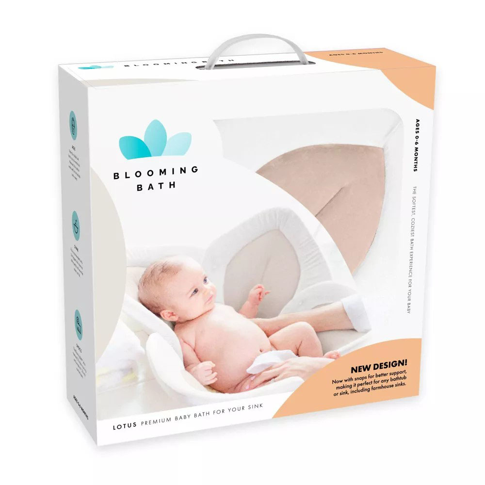 Blooming Bath - Lotus Baby Bath Seat With Snaps - Cream/White/Clay