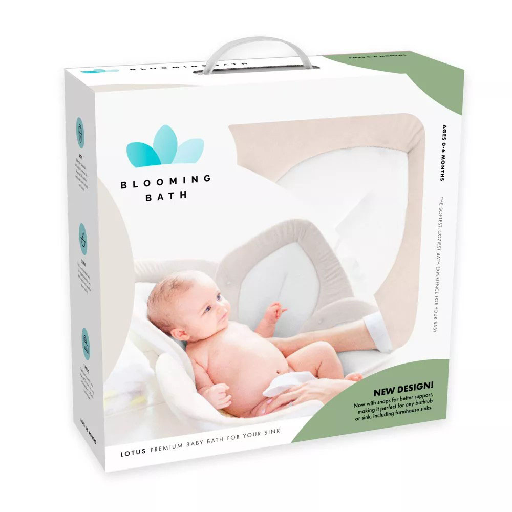Blooming Bath - Lotus Baby Bath Seat With Snaps - Cream/White/Olive