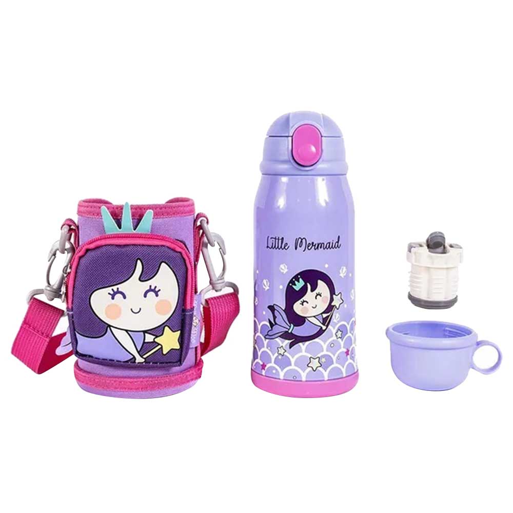 Milk&Moo - Stainless Steel Water Bottle With Mermaid Bag - 550ml