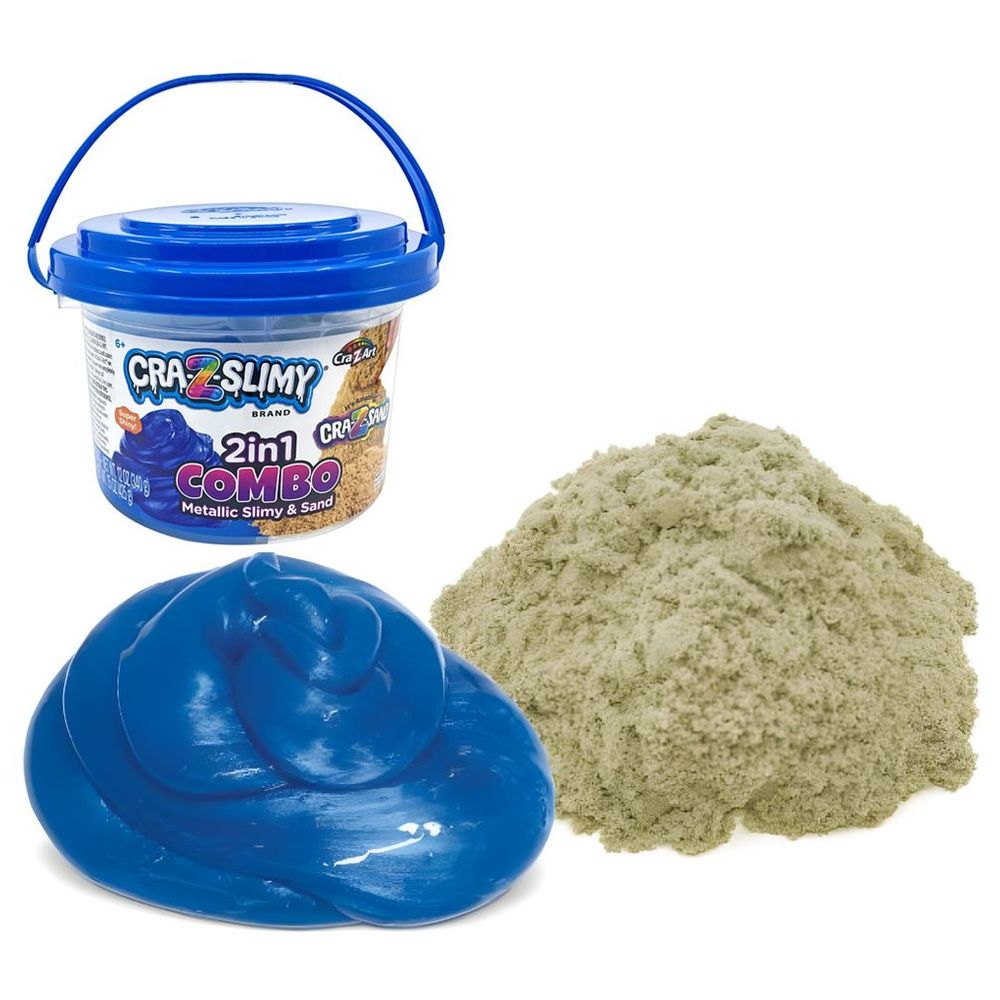 Cra-Z-Slimy - 2-In-1 Metallic Slimy Sand Combo Bucket - 340g