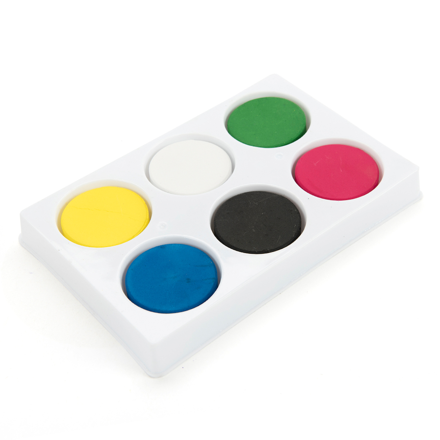 Assorted Tempera 6 Paint Blocks And Palette Single