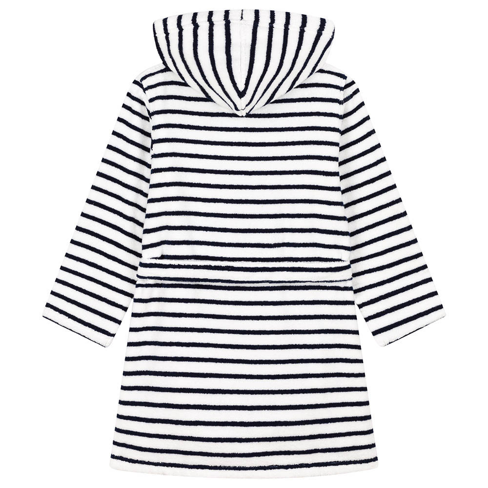 Petit Bateau - Boy's Striped Terry Bathrobe - White/Blue